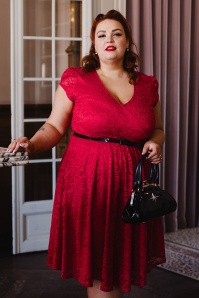 Vintage Chic for Topvintage - Topvintage exclusive ~ Carina Lace swing jurk in rood