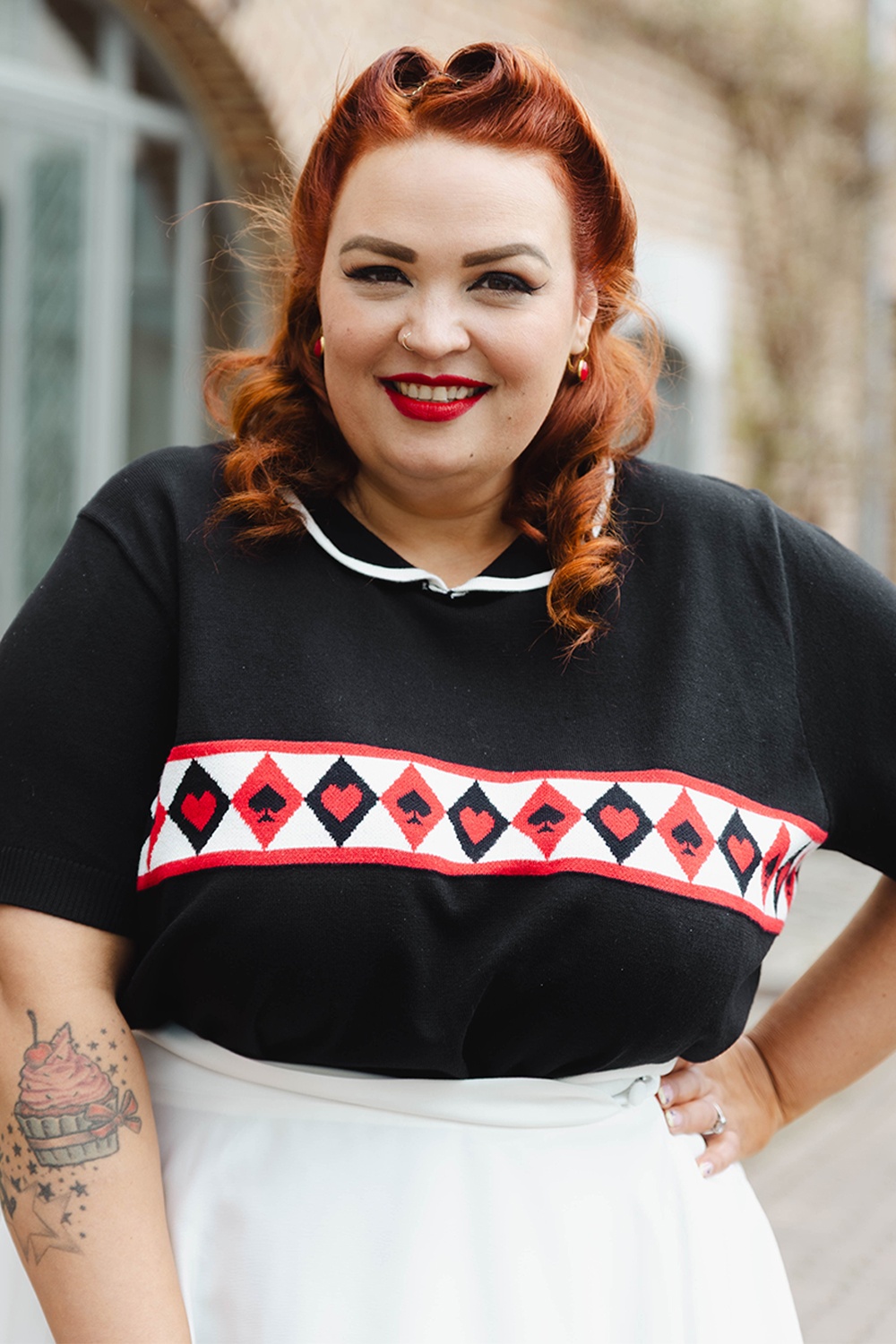 Banned Retro - Mila Ace gebreid truitje in zwart