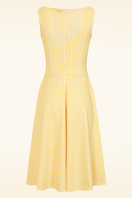 Vintage Chic for Topvintage - Topvintage exclusive ~ Julie Gingham swing jurk in geel en wit 2
