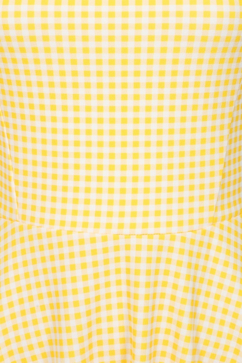 Vintage Chic for Topvintage - Topvintage exclusive ~ Julie Gingham swing jurk in geel en wit 3