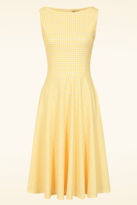 Vintage Chic for Topvintage - Topvintage exclusive ~ Julie Gingham swing jurk in geel en wit