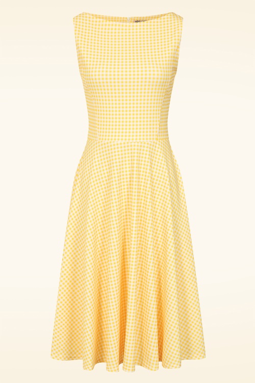 Vintage Chic for Topvintage - Topvintage exclusive ~ Julie Gingham swing jurk in geel en wit