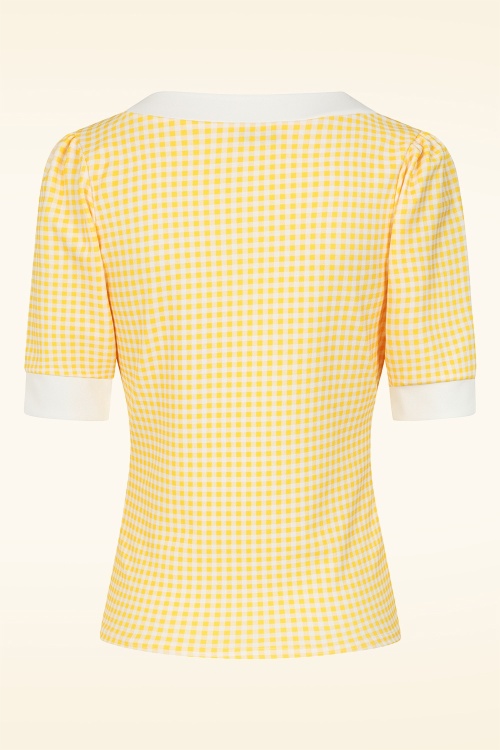 Vintage Chic for Topvintage - Topvintage exclusive ~ Cleo gingham top in geel en wit 2