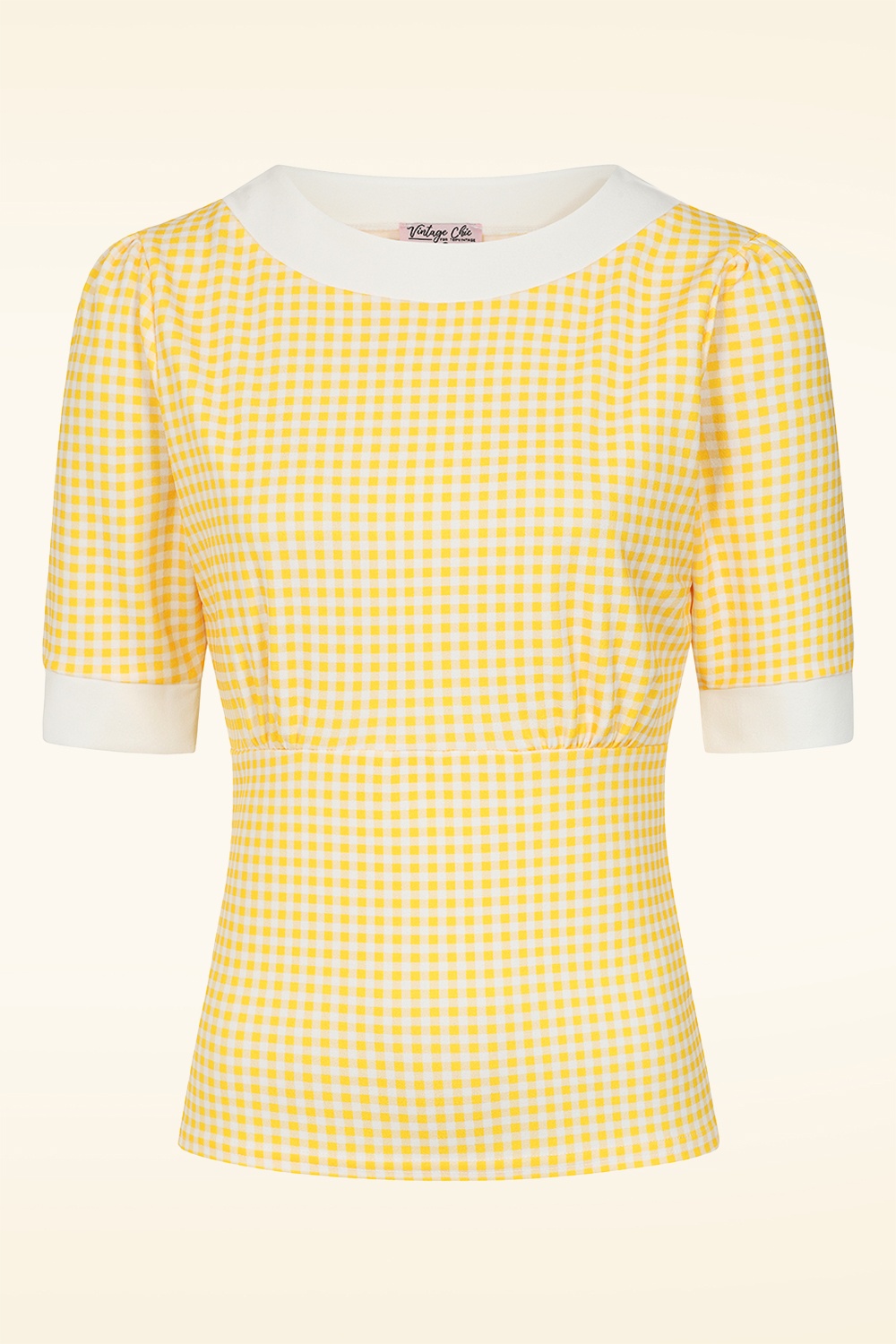 Vintage Chic for Topvintage - Topvintage exclusive ~ Cleo gingham top in geel en wit