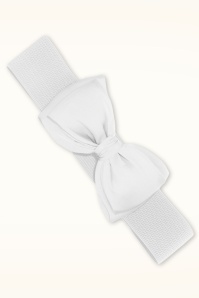 Banned Retro - Bella Bow riem in sneeuwwit