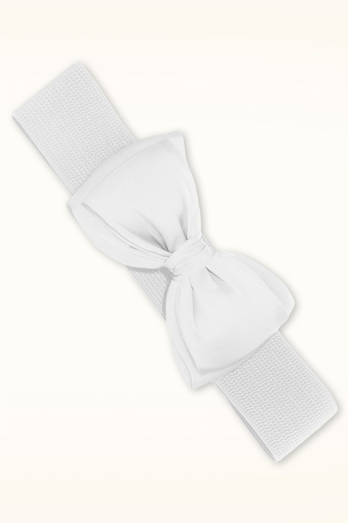 Banned Retro - Bella Bow riem in sneeuwwit