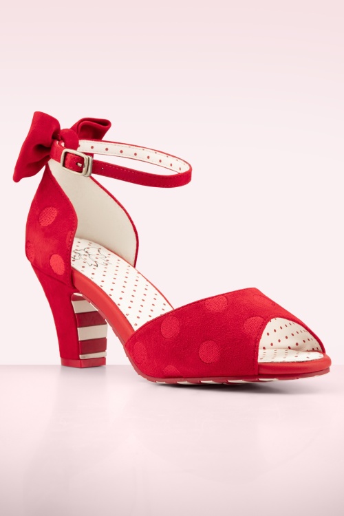 Lola Ramona - Ava Valentina suède pumps in rood 4