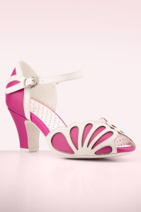 Lola Ramona - Ava Bold leren peeptoe pumps in roze en wit 4