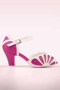 Lola Ramona - Ava Bold leren peeptoe pumps in roze en wit 3