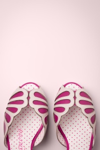 Lola Ramona - Ava Bold leren peeptoe pumps in roze en wit 5