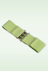 Banned Retro - Lauren Vintage stretch riem in olijfgroen