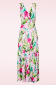 Vintage Chic for Topvintage - Topvintage exclusive ~ Grecian Tropical Parrot maxi jurk in roze en multi 3