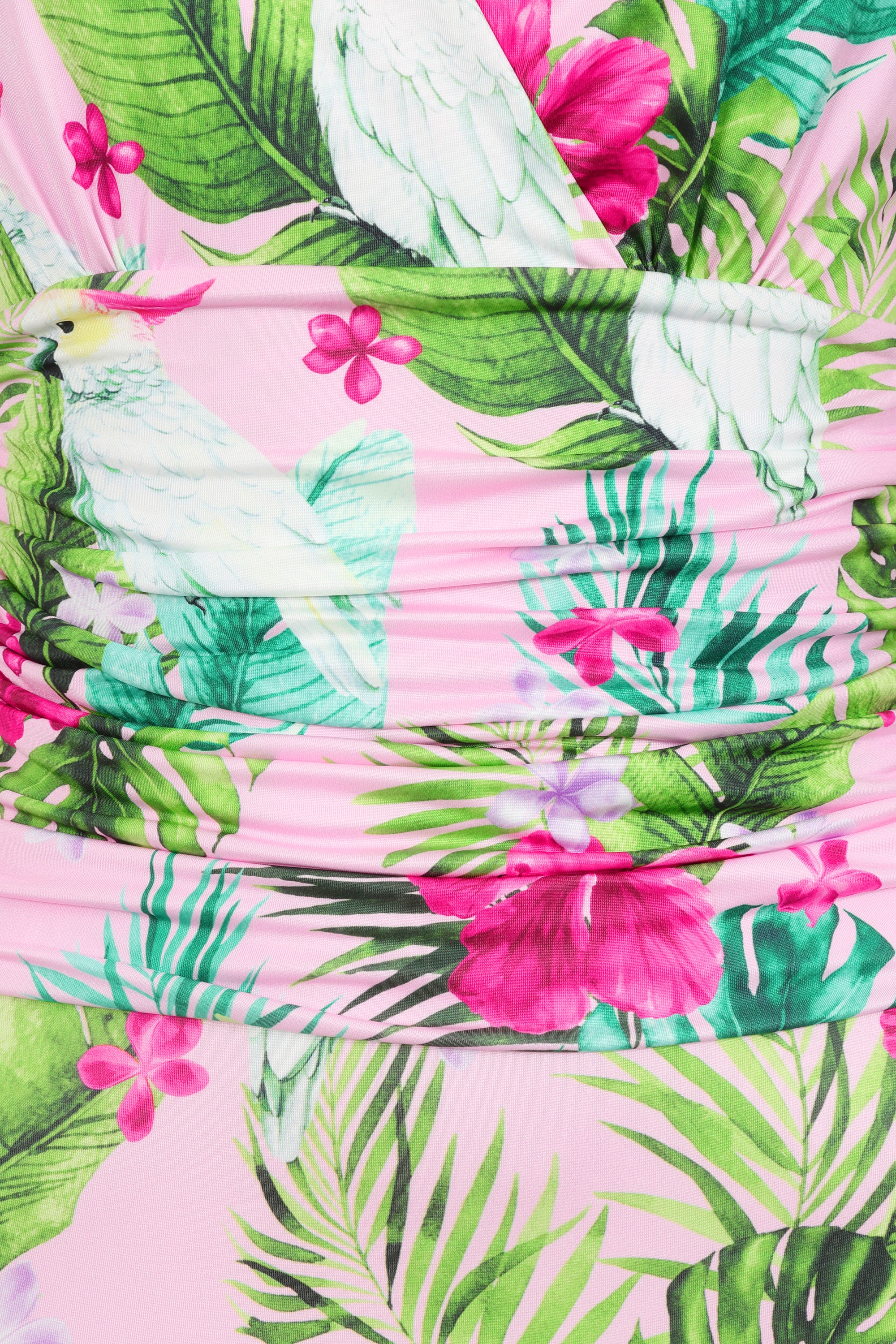 Vintage Chic for Topvintage - Topvintage exclusive ~ Grecian Tropical Parrot maxi jurk in roze en multi 2