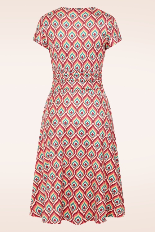 Vintage Chic for Topvintage - Topvintage exclusive ~ Suki Knotted slinky jurk in koraal en multi 3