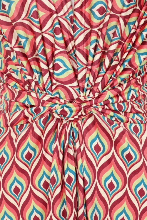 Vintage Chic for Topvintage - Topvintage exclusive ~ Suki Knotted slinky jurk in koraal en multi 2