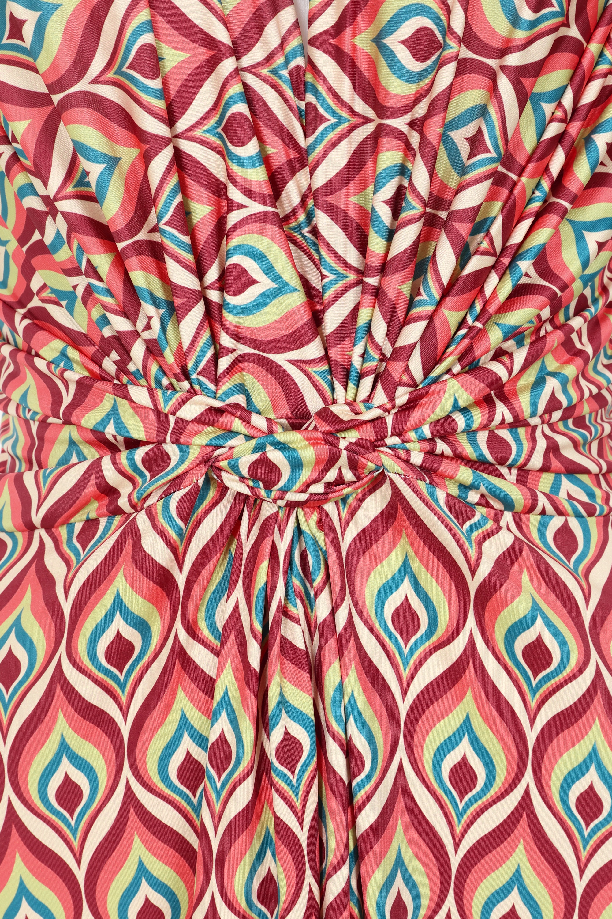 Vintage Chic for Topvintage - Topvintage exclusive ~ Suki Knotted slinky jurk in koraal en multi 2