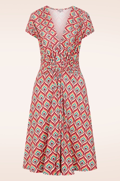 Vintage Chic for Topvintage - Topvintage exclusive ~ Suki Knotted slinky jurk in koraal en multi