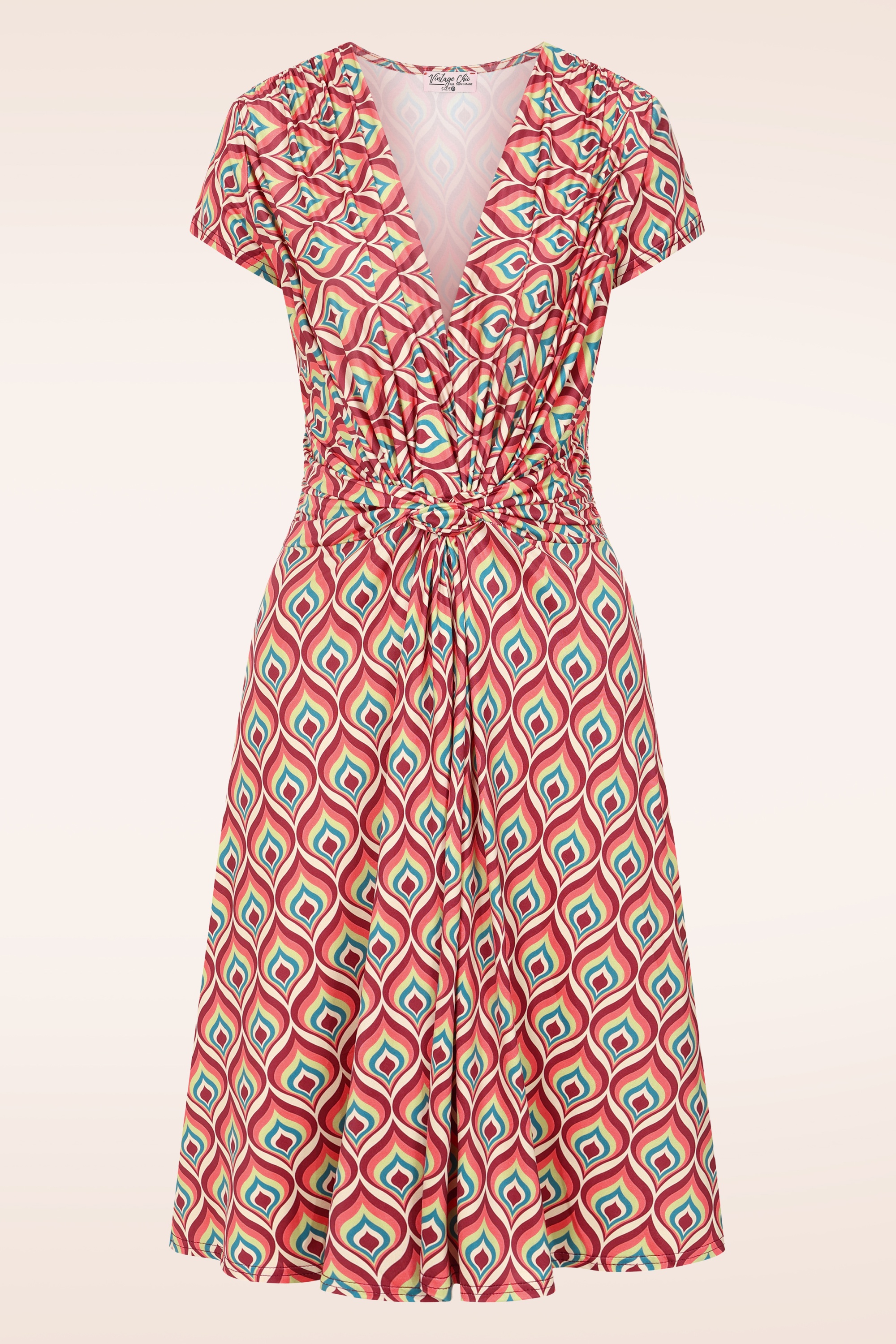 Vintage Chic for Topvintage - Topvintage exclusive ~ Suki Knotted slinky jurk in koraal en multi