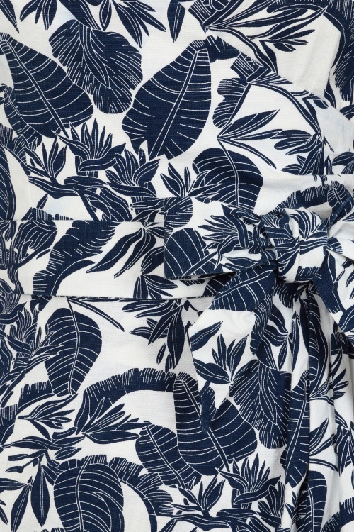 Glamour Bunny - Topvintage exclusive ~ Natalia Tropical pencil jurk in wit en navy 5