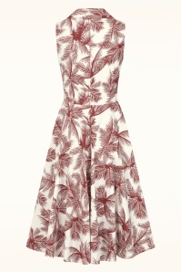 Glamour Bunny - Topvintage exclusive ~ Yade Tropical swing jurk in wit en roestrood 4