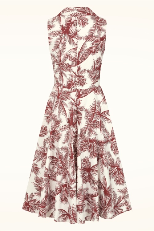 Glamour Bunny - Topvintage exclusive ~ Yade Tropical swing jurk in wit en roestrood 4