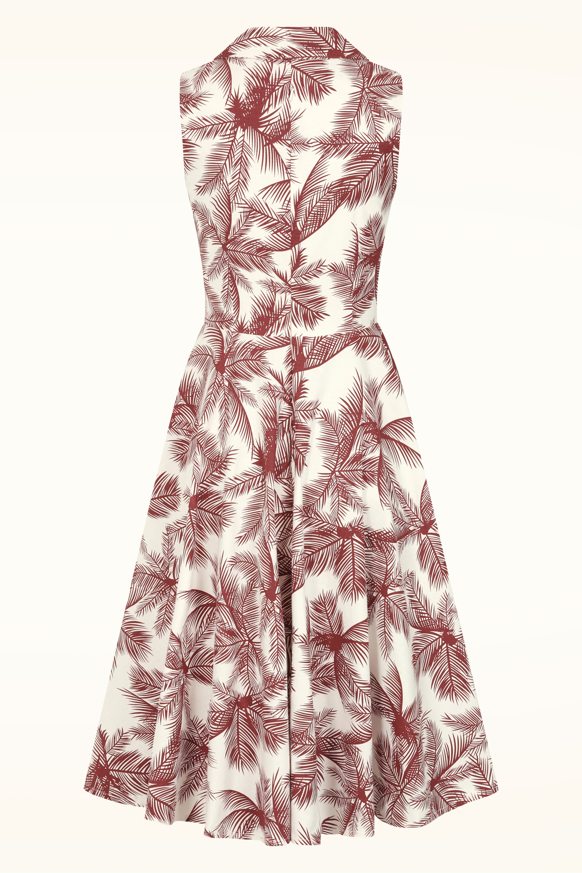 Glamour Bunny - Topvintage exclusive ~ Yade Tropical swing jurk in wit en roestrood 4