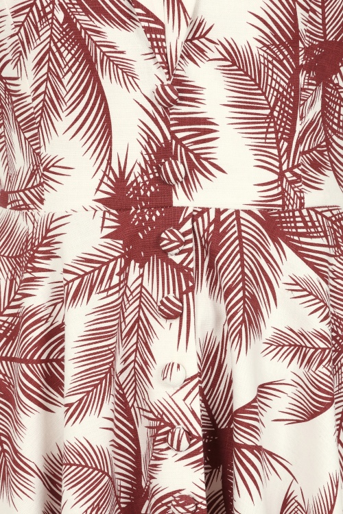 Glamour Bunny - Topvintage exclusive ~ Yade Tropical swing jurk in wit en roestrood 5