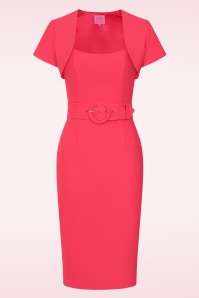 Glamour Bunny - Topvintage exclusive ~ Joanie pencil jurk met bolero in koraal 2
