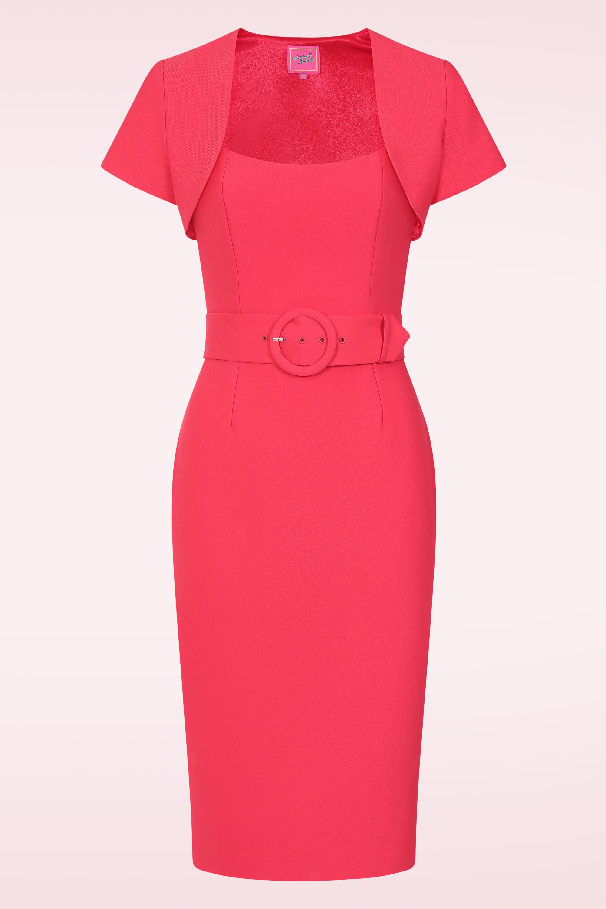 Glamour Bunny - Topvintage exclusive ~ Joanie pencil jurk met bolero in koraal 2