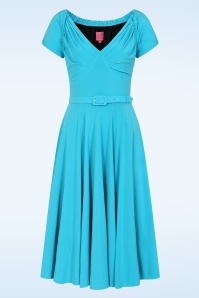 Glamour Bunny - Topvintage exclusive ~ Marilyn swing jurk in hemelsblauw 2