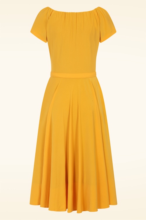 Glamour Bunny - Topvintage exclusive ~ Marilyn swing jurk in bumblebee geel 4