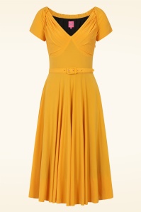 Glamour Bunny - Topvintage exclusive ~ Marilyn swing jurk in bumblebee geel 2