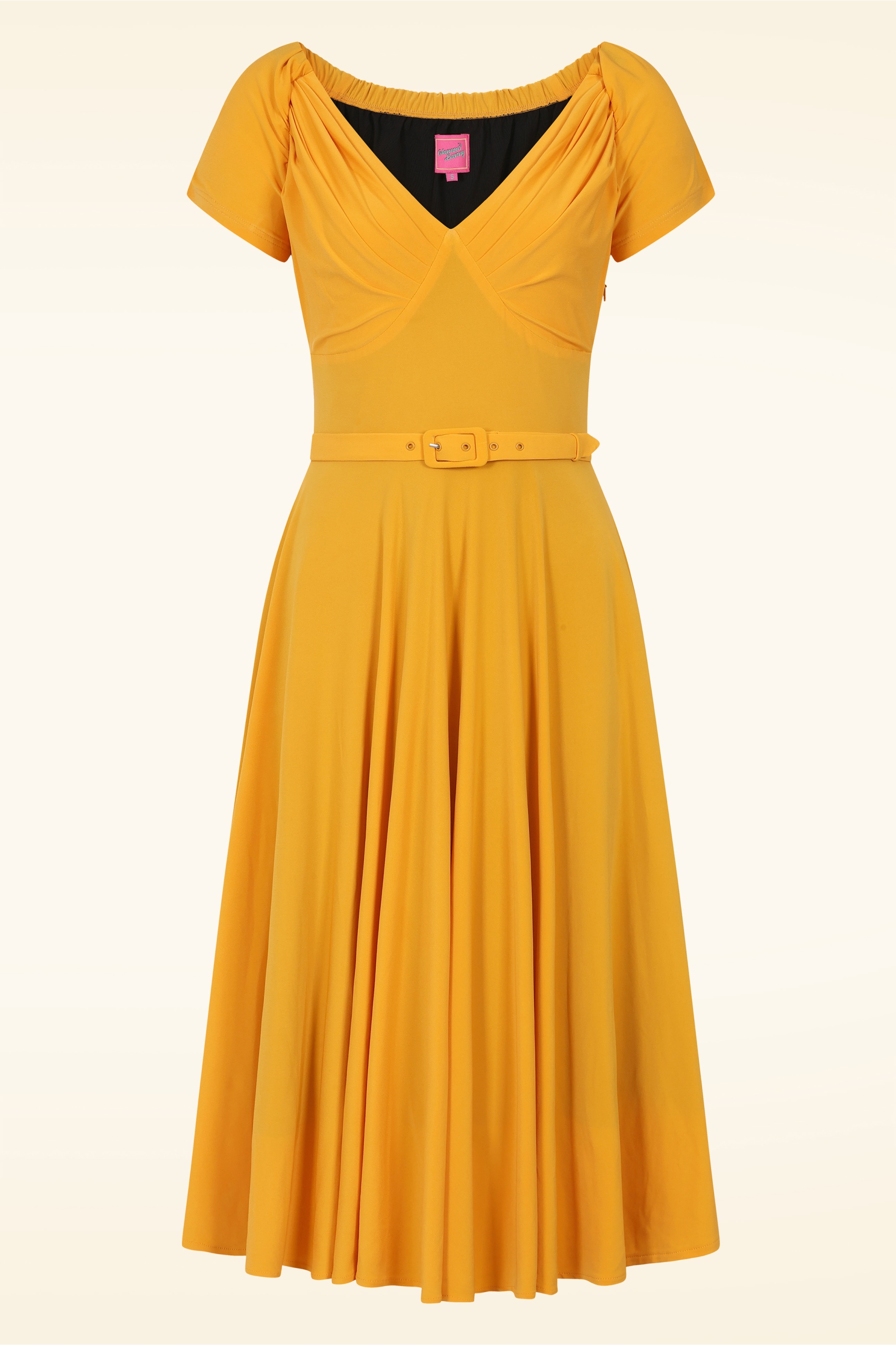 Glamour Bunny - Topvintage exclusive ~ Marilyn swing jurk in bumblebee geel 2
