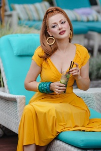 Glamour Bunny - Topvintage exclusive ~ Marilyn swing jurk in bumblebee geel 3