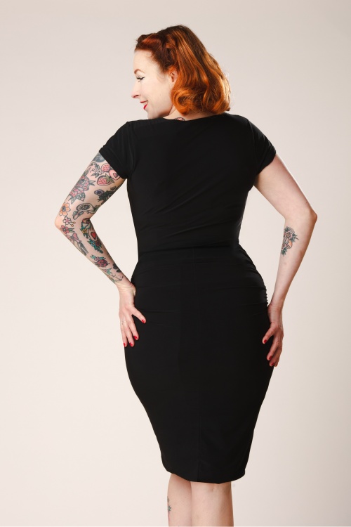 Vintage Chic for Topvintage - Topvintage exclusive ~ Rachel pencil jurk in zwart 4
