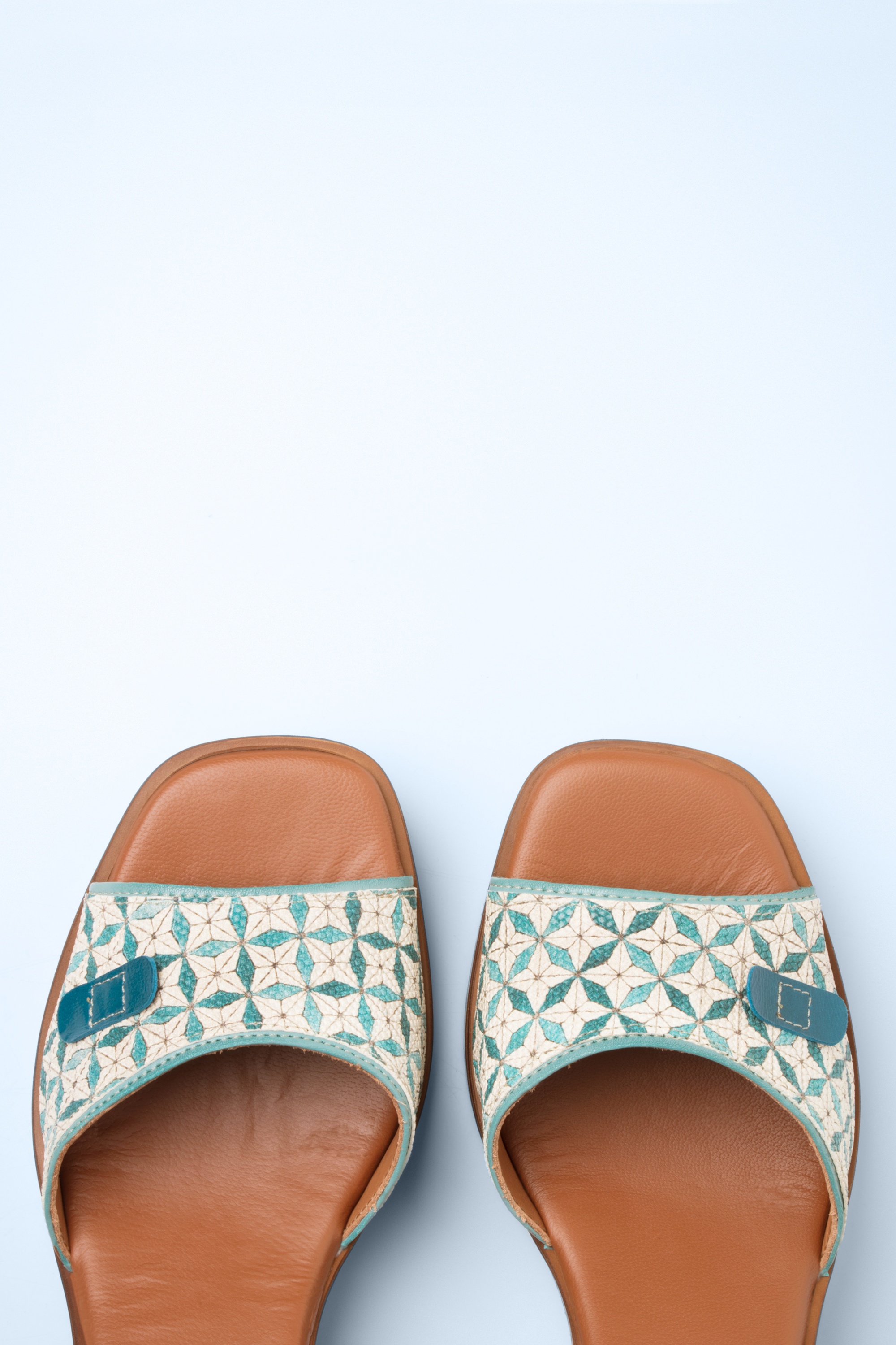 Nemonic - Attica Leather Platform sandalen in blauw 2