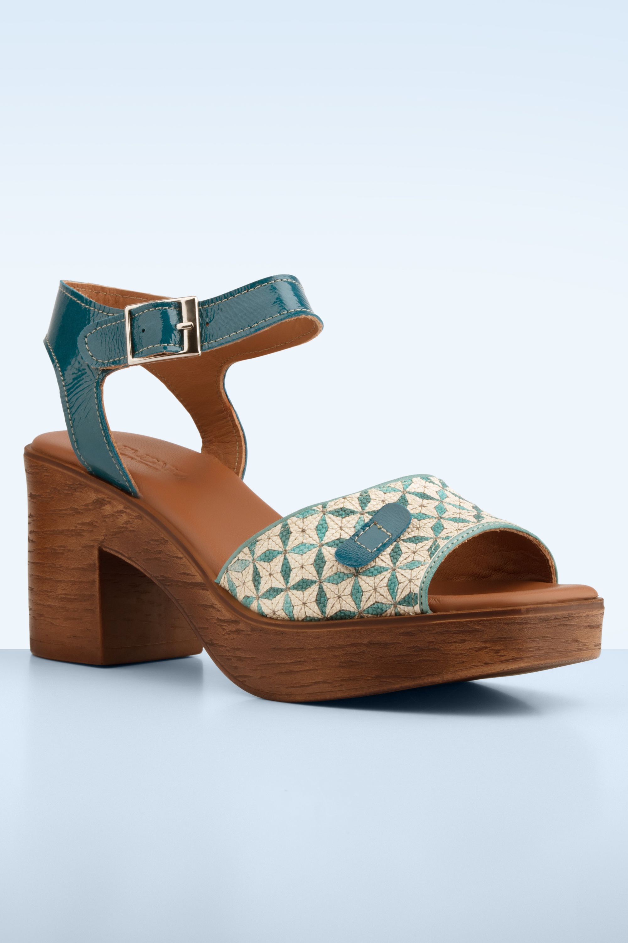 Nemonic - Attica Leather Platform sandalen in blauw 3