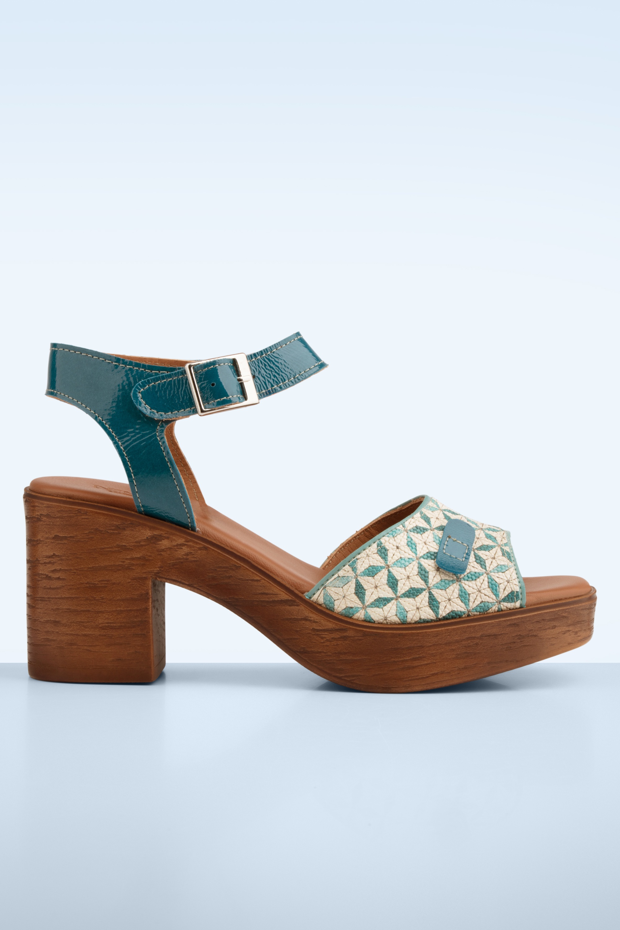 Nemonic - Attica Leather Platform sandalen in blauw