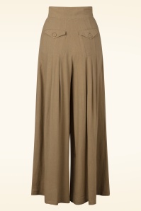 Miss Candyfloss - Topvintage exclusive ~ Harper linnen palazzo broek in woestijn bruin 3