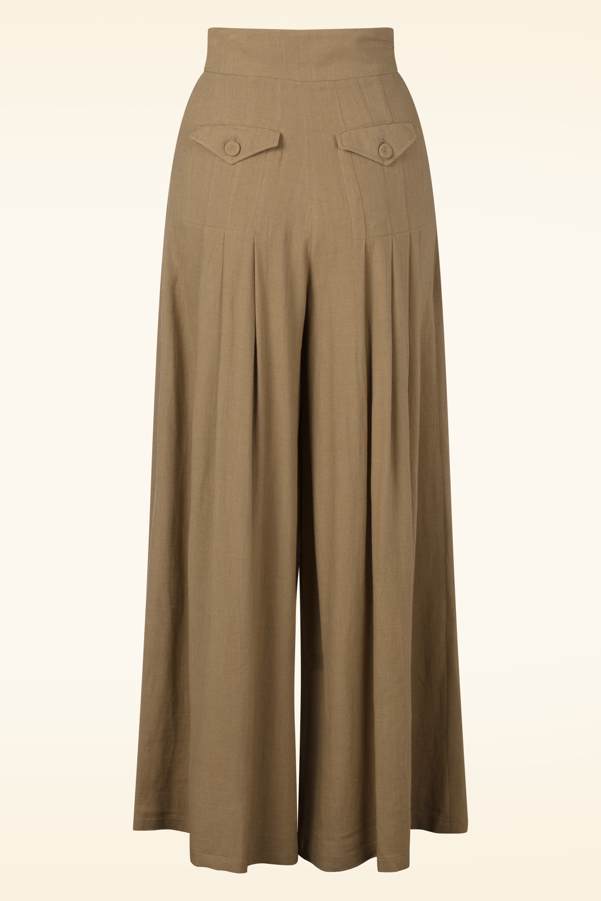 Miss Candyfloss - Topvintage exclusive ~ Harper linnen palazzo broek in woestijn bruin 3