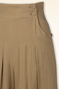 Miss Candyfloss - Topvintage exclusive ~ Harper linnen palazzo broek in woestijn bruin 2