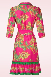 K-Design - Tropicana Paradise a-lijn jurk in neonroze en multi 4