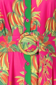 K-Design - Tropicana Paradise a-lijn jurk in neonroze en multi 3