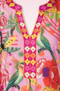 K-Design - Birds of Paradise a-lijn jurk in roze en multi 3