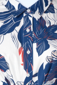 You’re My Lobster by K-design - Heritage Bloom katoenen a-lijn jurk in wit en blauw 3