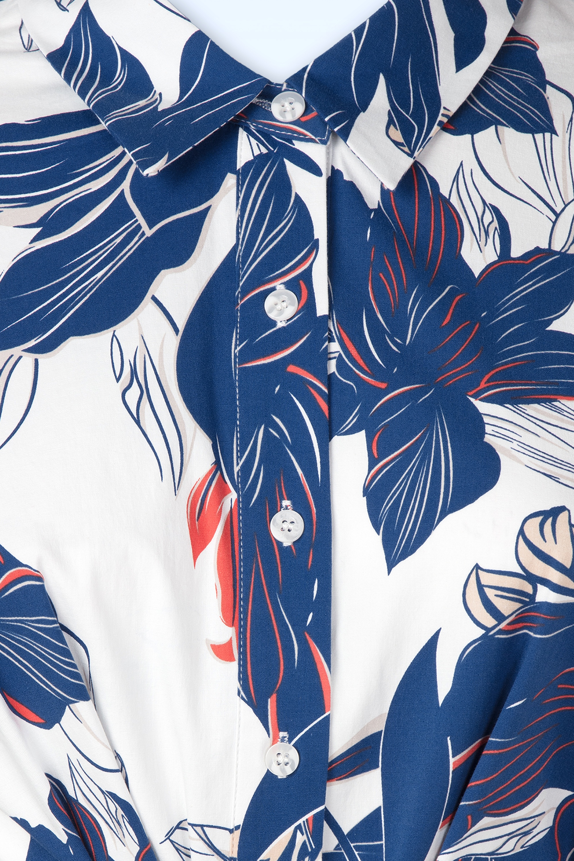 You’re My Lobster by K-design - Heritage Bloom katoenen a-lijn jurk in wit en blauw 3