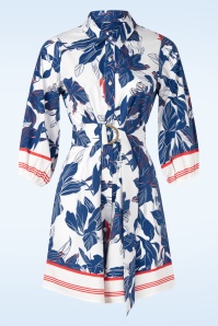 You’re My Lobster by K-design - Heritage Bloom katoenen a-lijn jurk in wit en blauw 2