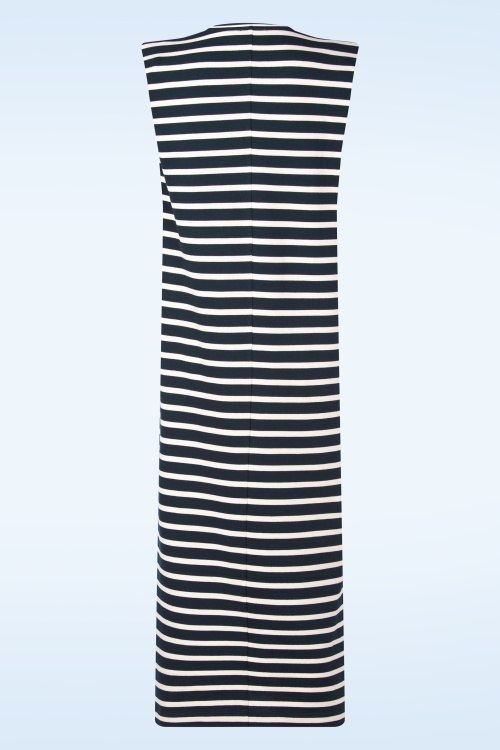 You’re My Lobster by K-design - Marina Stripe katoenen maxi jurk in marineblauw en wit 4