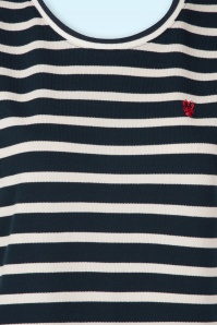 You’re My Lobster by K-design - Marina Stripe katoenen maxi jurk in marineblauw en wit 3