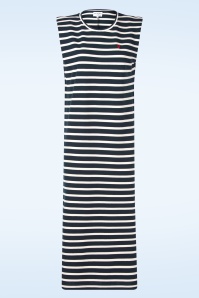 You’re My Lobster by K-design - Marina Stripe katoenen maxi jurk in marineblauw en wit 2